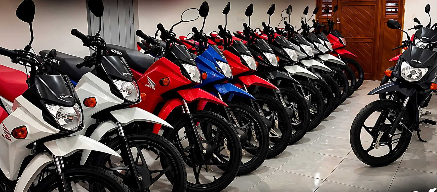 Motos novas em quatro cores no salão da G3