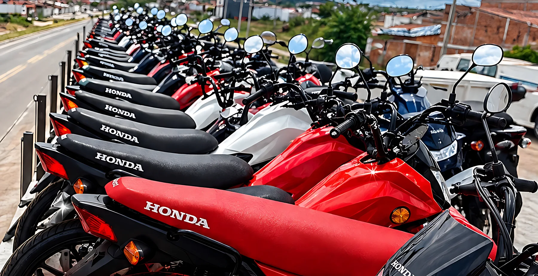 Fileira de motos 0 km da G3 Motos